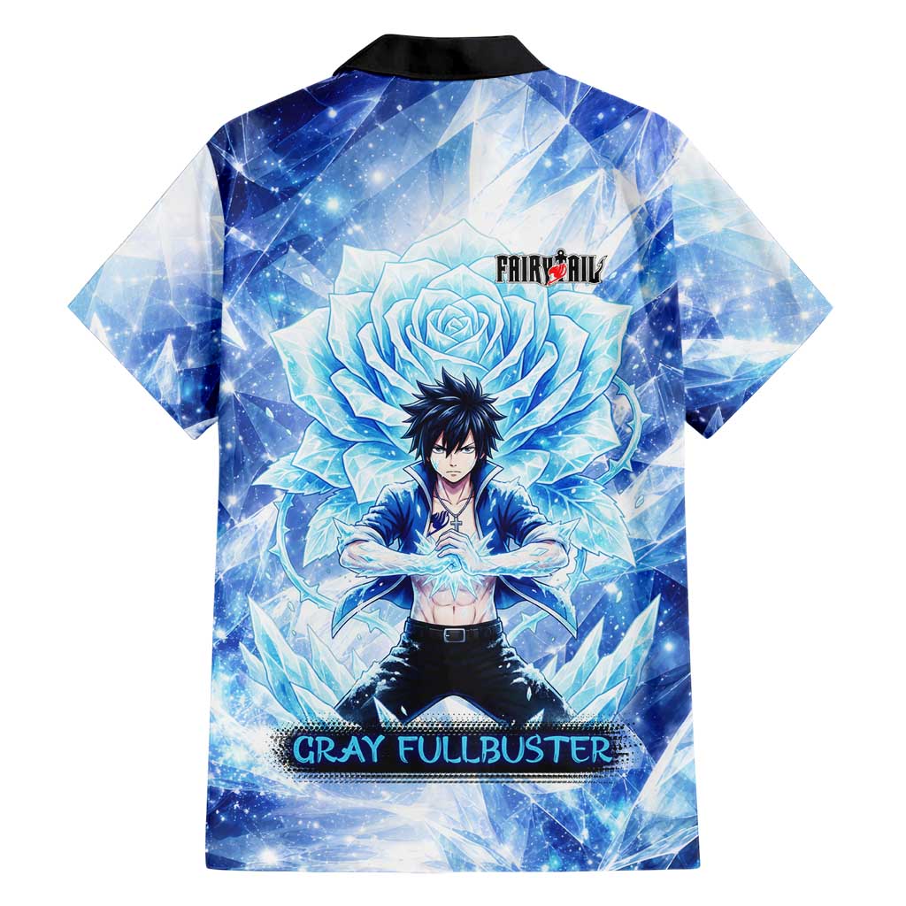Gray Fullbuster Fairy Tail Family Matching Tank Maxi Dress and Hawaiian Shirt Ice Magic Anime Style with Crystal Freeze Motif