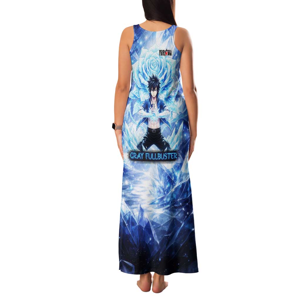 Gray Fullbuster Fairy Tail Family Matching Tank Maxi Dress and Hawaiian Shirt Ice Magic Anime Style with Crystal Freeze Motif