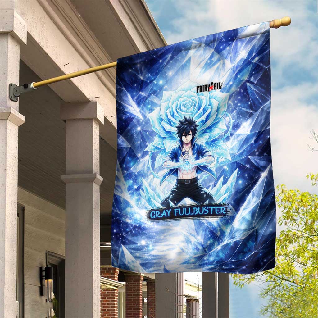 Gray Fullbuster Fairy Tail Garden Flag Ice Magic Anime Style with Crystal Freeze Motif