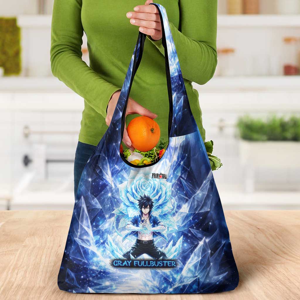Gray Fullbuster Fairy Tail Grocery Bag Ice Magic Anime Style with Crystal Freeze Motif