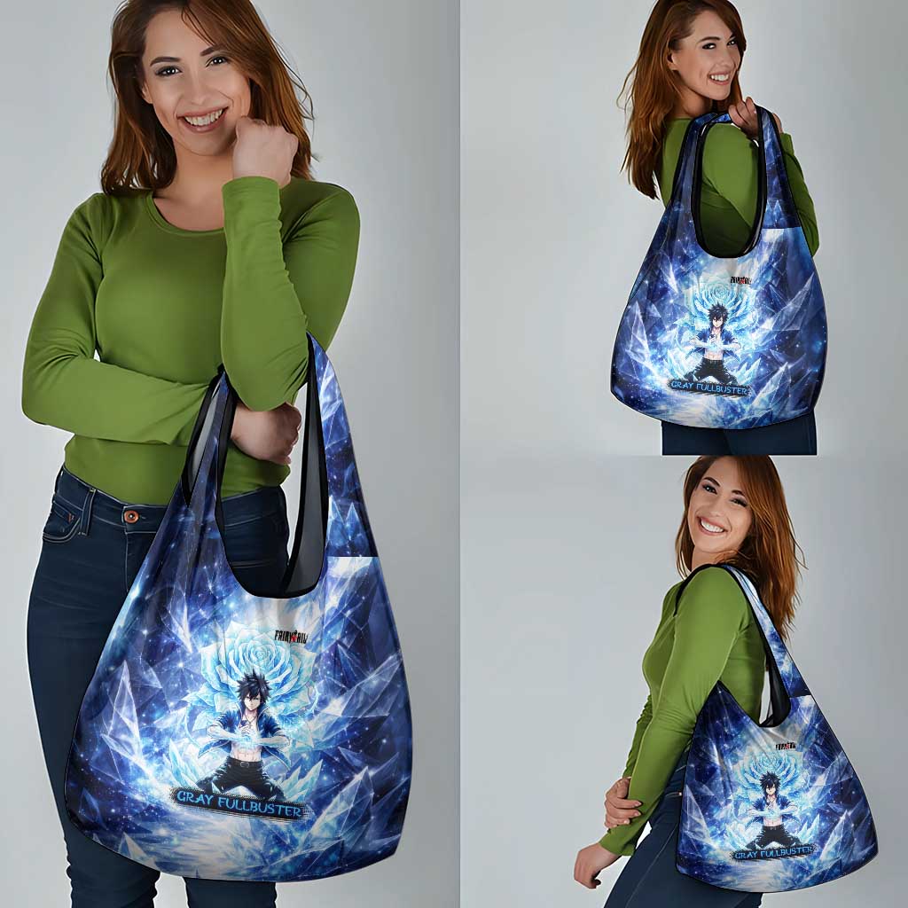 Gray Fullbuster Fairy Tail Grocery Bag Ice Magic Anime Style with Crystal Freeze Motif