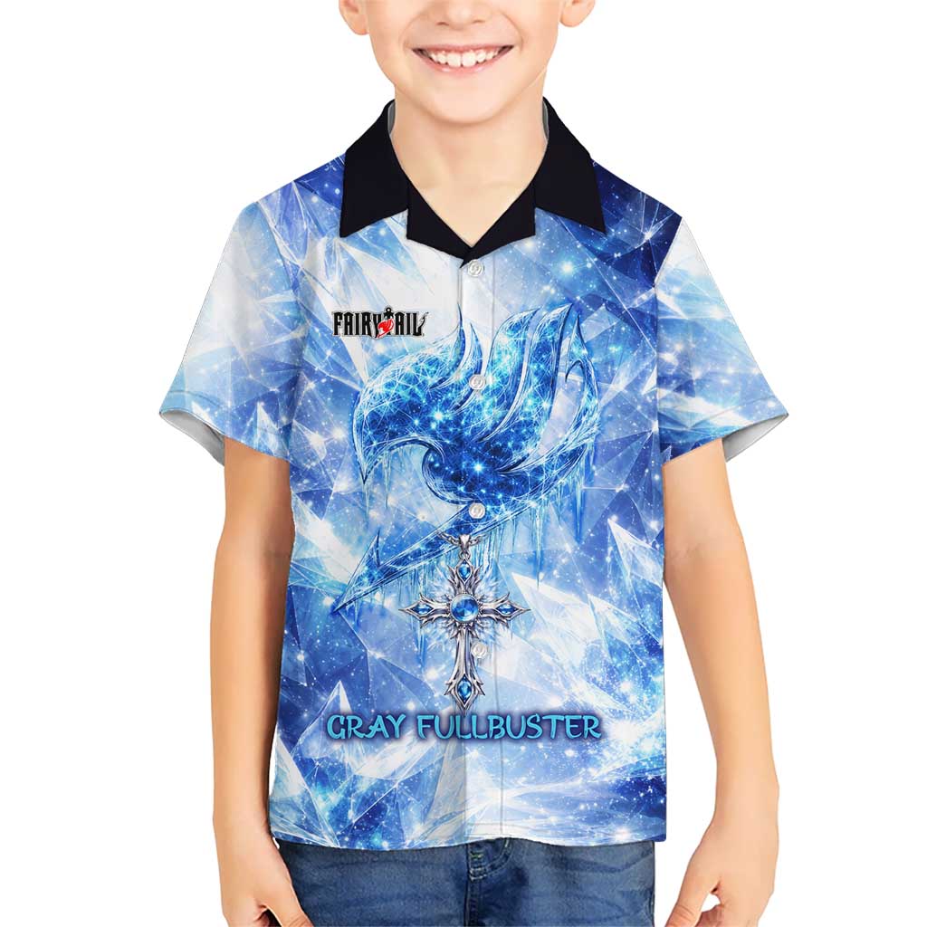 Gray Fullbuster Fairy Tail Hawaiian Shirt Ice Magic Anime Style with Crystal Freeze Motif