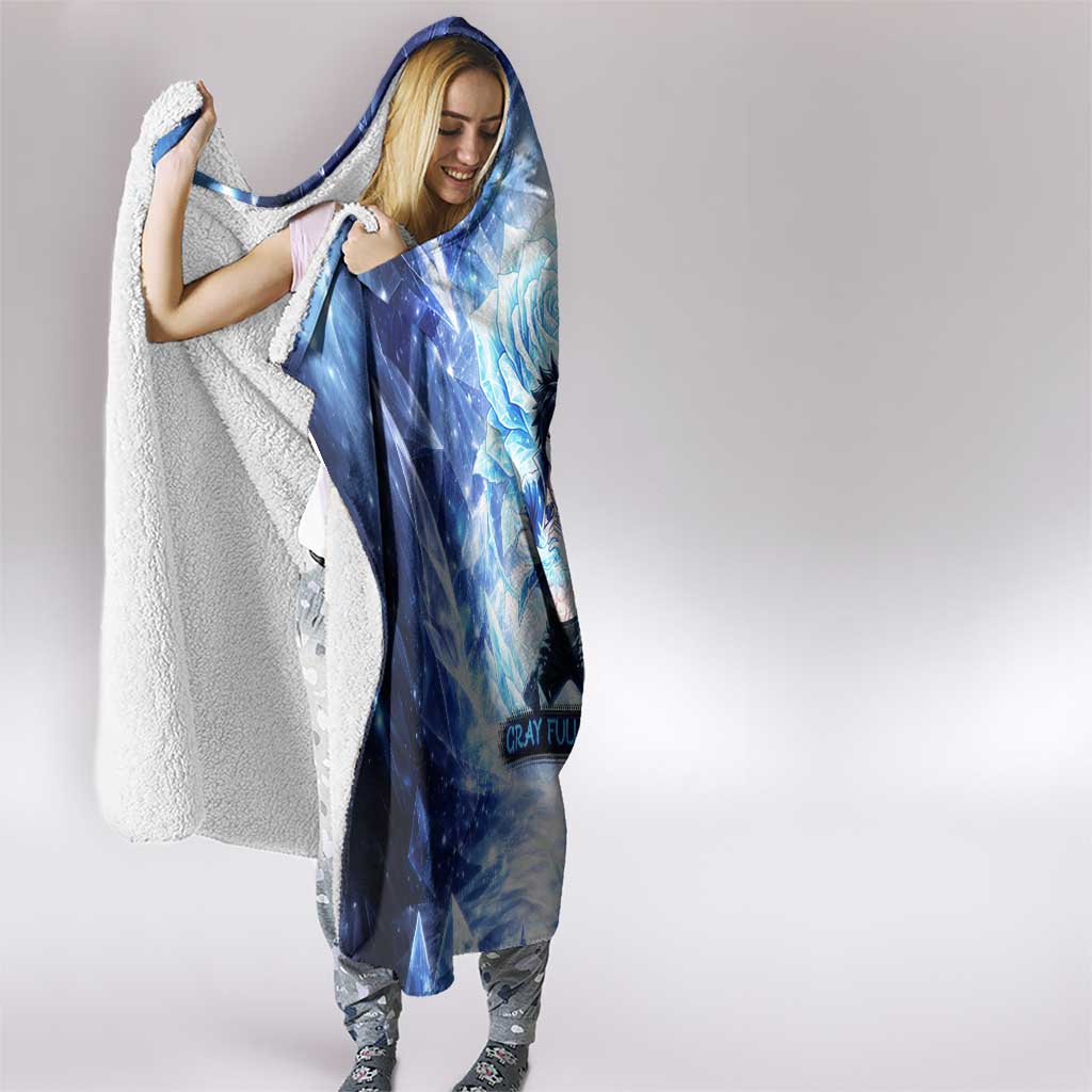 Gray Fullbuster Fairy Tail Hooded Blanket Ice Magic Anime Style with Crystal Freeze Motif