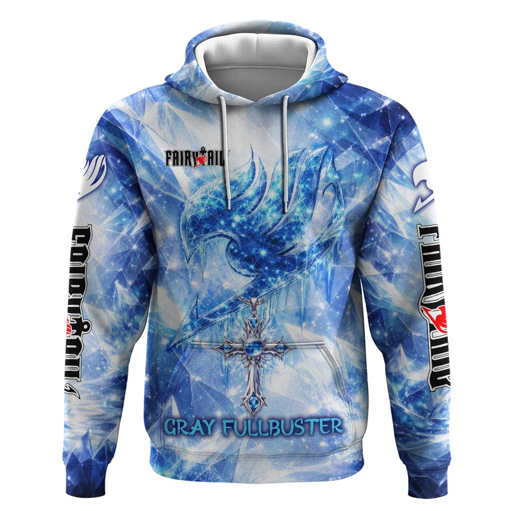 Gray Fullbuster Fairy Tail Hoodie Ice Magic Anime Style with Crystal Freeze Motif