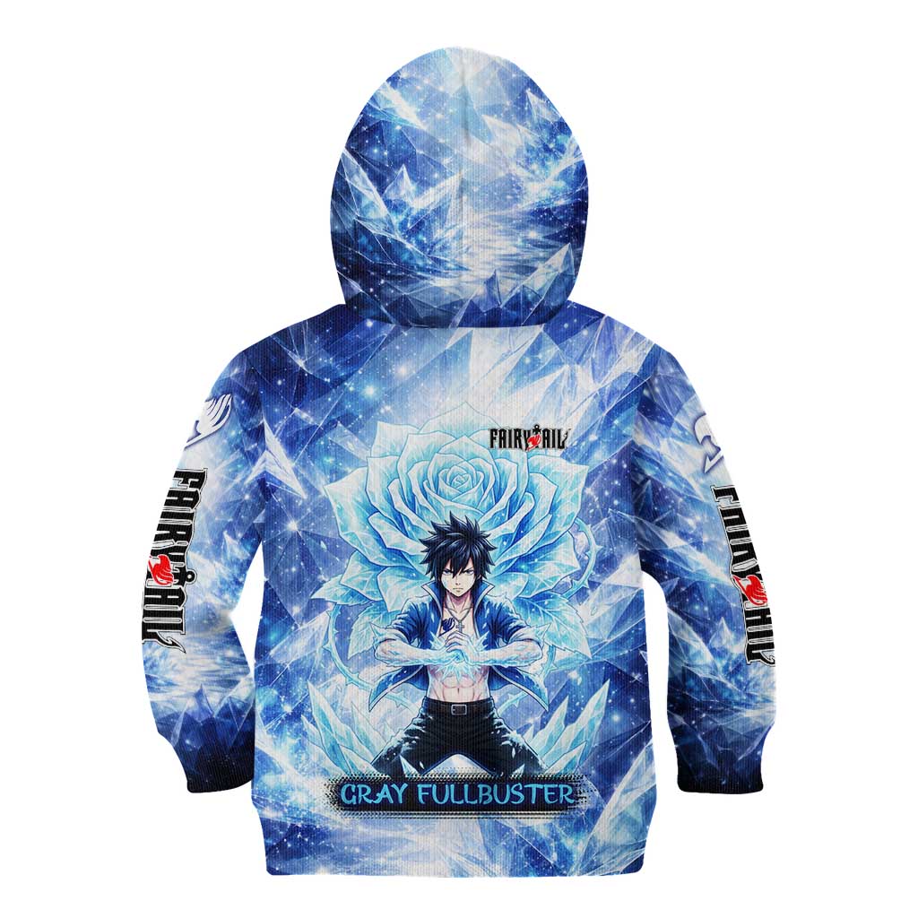 Gray Fullbuster Fairy Tail Kid Hoodie Ice Magic Anime Style with Crystal Freeze Motif