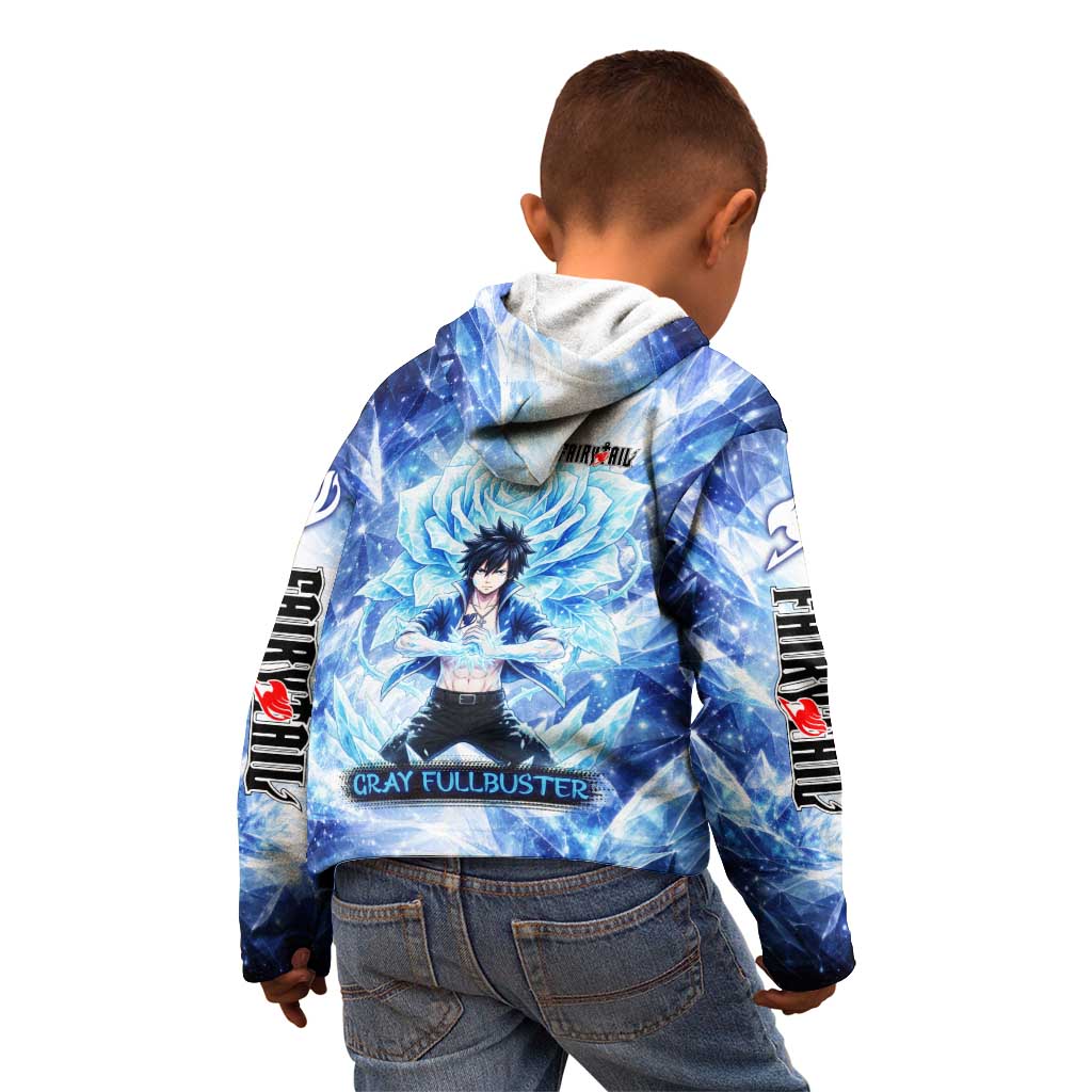Gray Fullbuster Fairy Tail Kid Hoodie Ice Magic Anime Style with Crystal Freeze Motif
