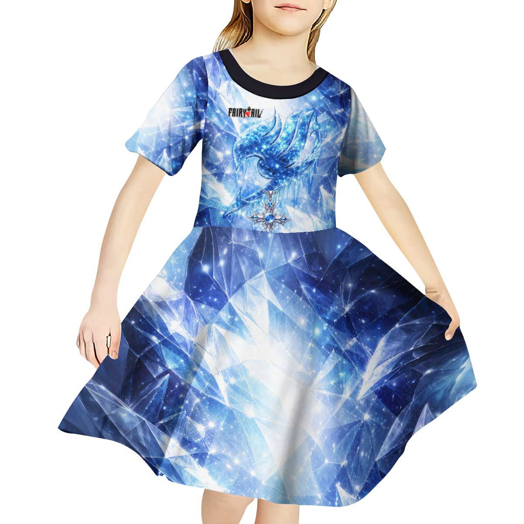 Gray Fullbuster Fairy Tail Kid Short Sleeve Dress Ice Magic Anime Style with Crystal Freeze Motif