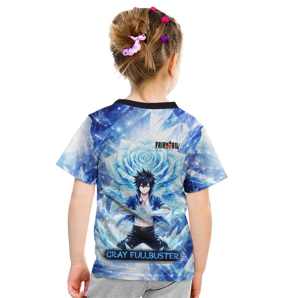 Gray Fullbuster Fairy Tail Kid T Shirt Ice Magic Anime Style with Crystal Freeze Motif