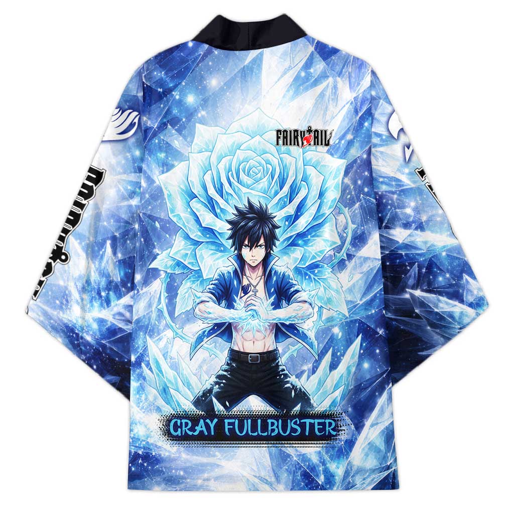 Gray Fullbuster Fairy Tail Kimono Ice Magic Anime Style with Crystal Freeze Motif