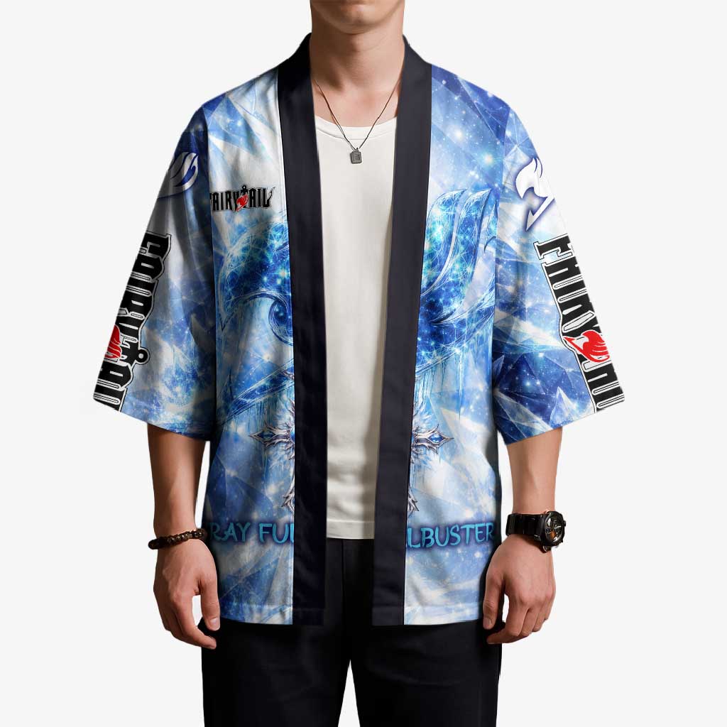 Gray Fullbuster Fairy Tail Kimono Ice Magic Anime Style with Crystal Freeze Motif