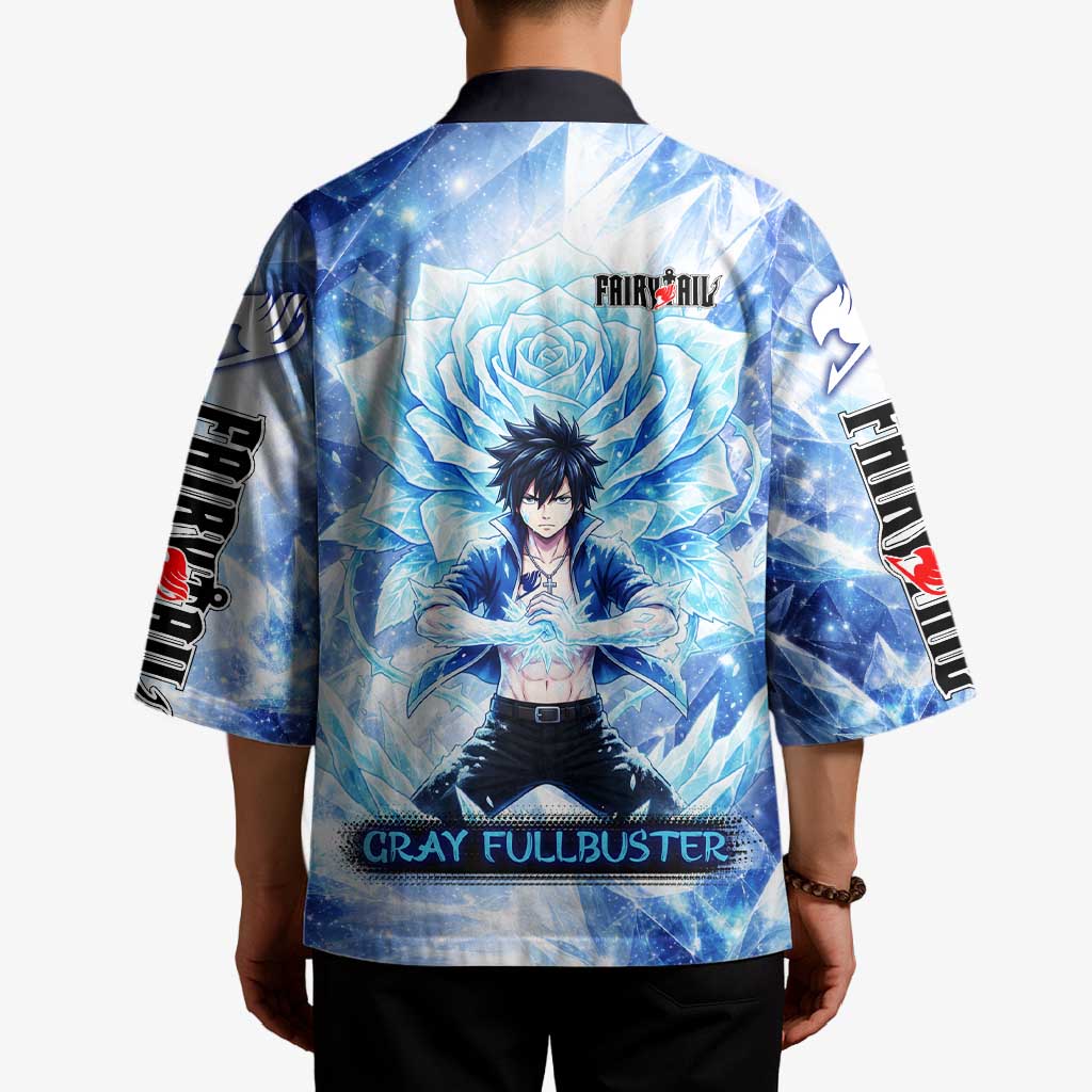 Gray Fullbuster Fairy Tail Kimono Ice Magic Anime Style with Crystal Freeze Motif
