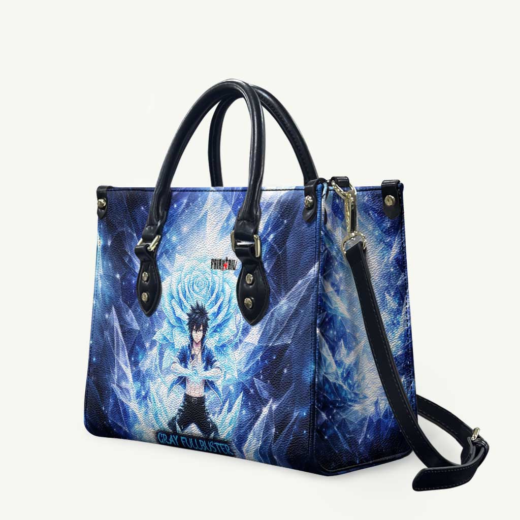 Gray Fullbuster Fairy Tail Leather Bag Ice Magic Anime Style with Crystal Freeze Motif
