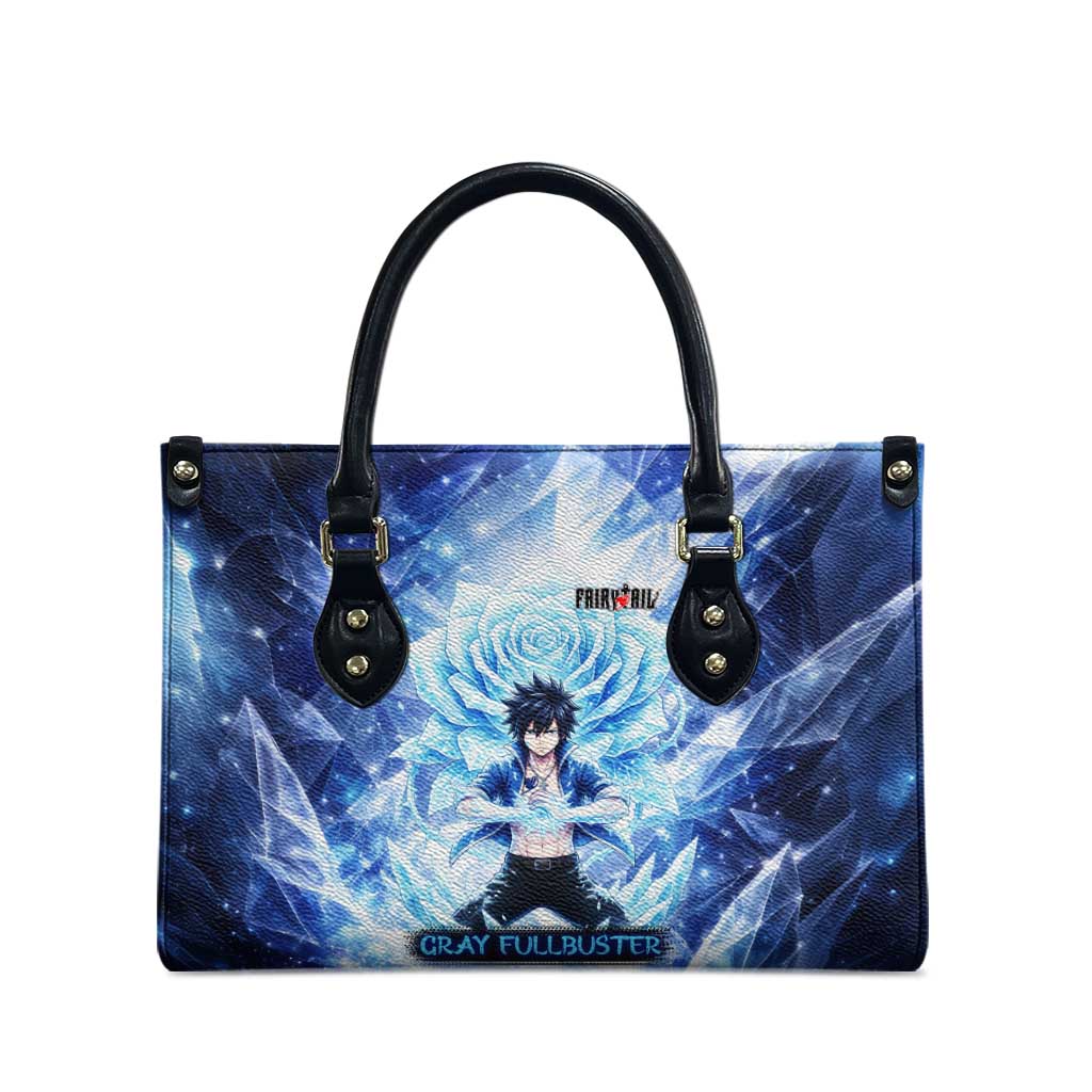 Gray Fullbuster Fairy Tail Leather Bag Ice Magic Anime Style with Crystal Freeze Motif