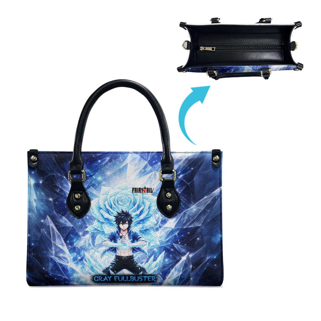 Gray Fullbuster Fairy Tail Leather Bag Ice Magic Anime Style with Crystal Freeze Motif