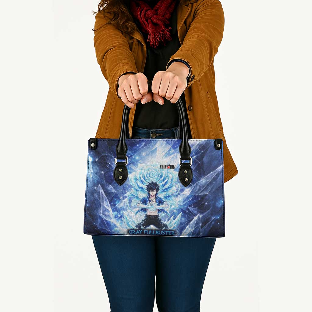 Gray Fullbuster Fairy Tail Leather Bag Ice Magic Anime Style with Crystal Freeze Motif