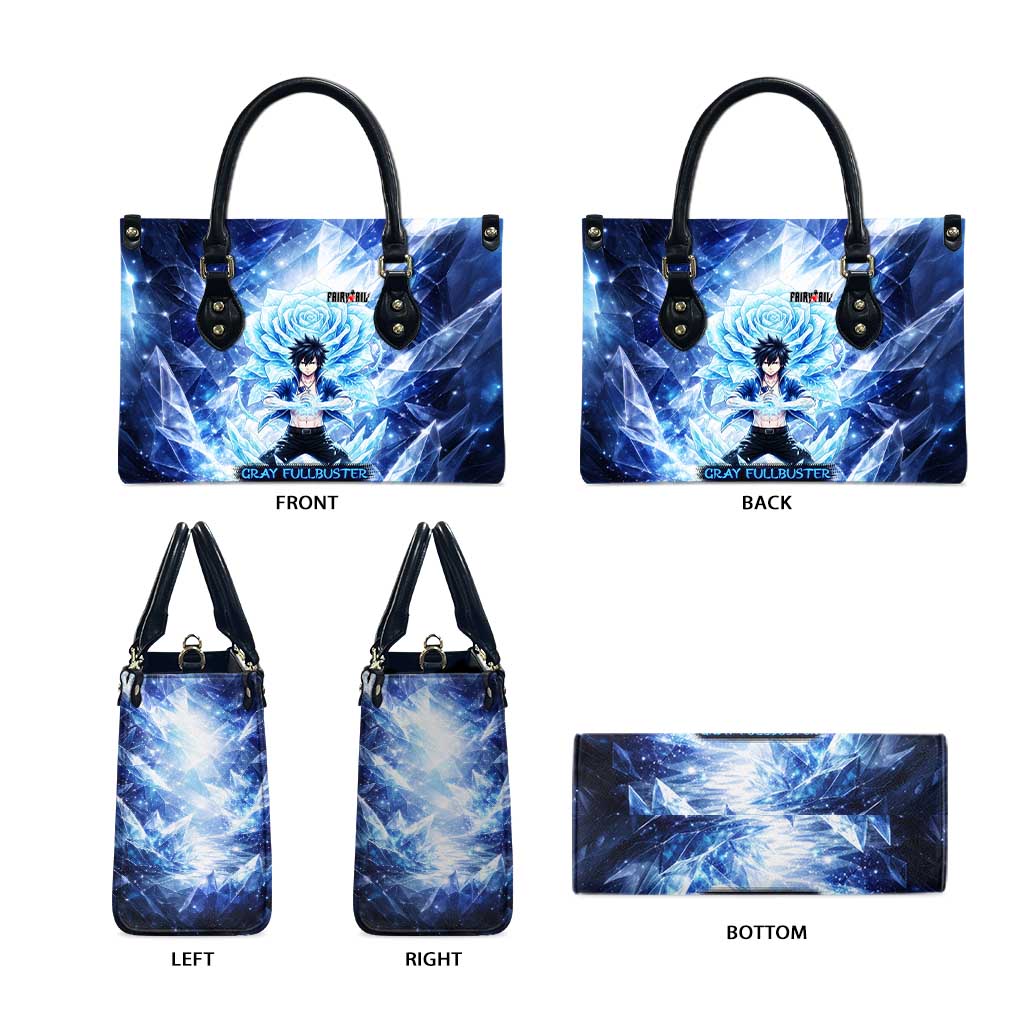 Gray Fullbuster Fairy Tail Leather Bag Ice Magic Anime Style with Crystal Freeze Motif