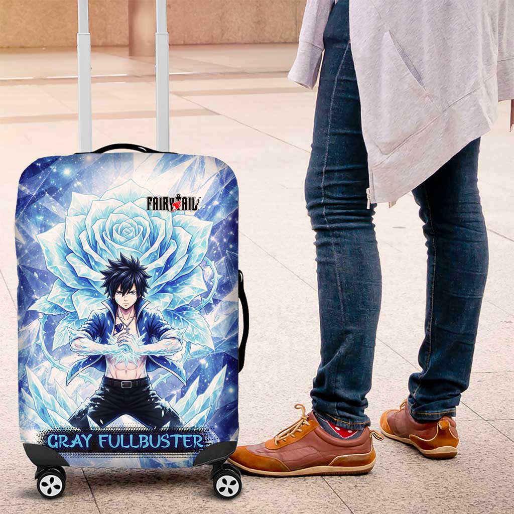 Gray Fullbuster Fairy Tail Luggage Cover Ice Magic Anime Style with Crystal Freeze Motif
