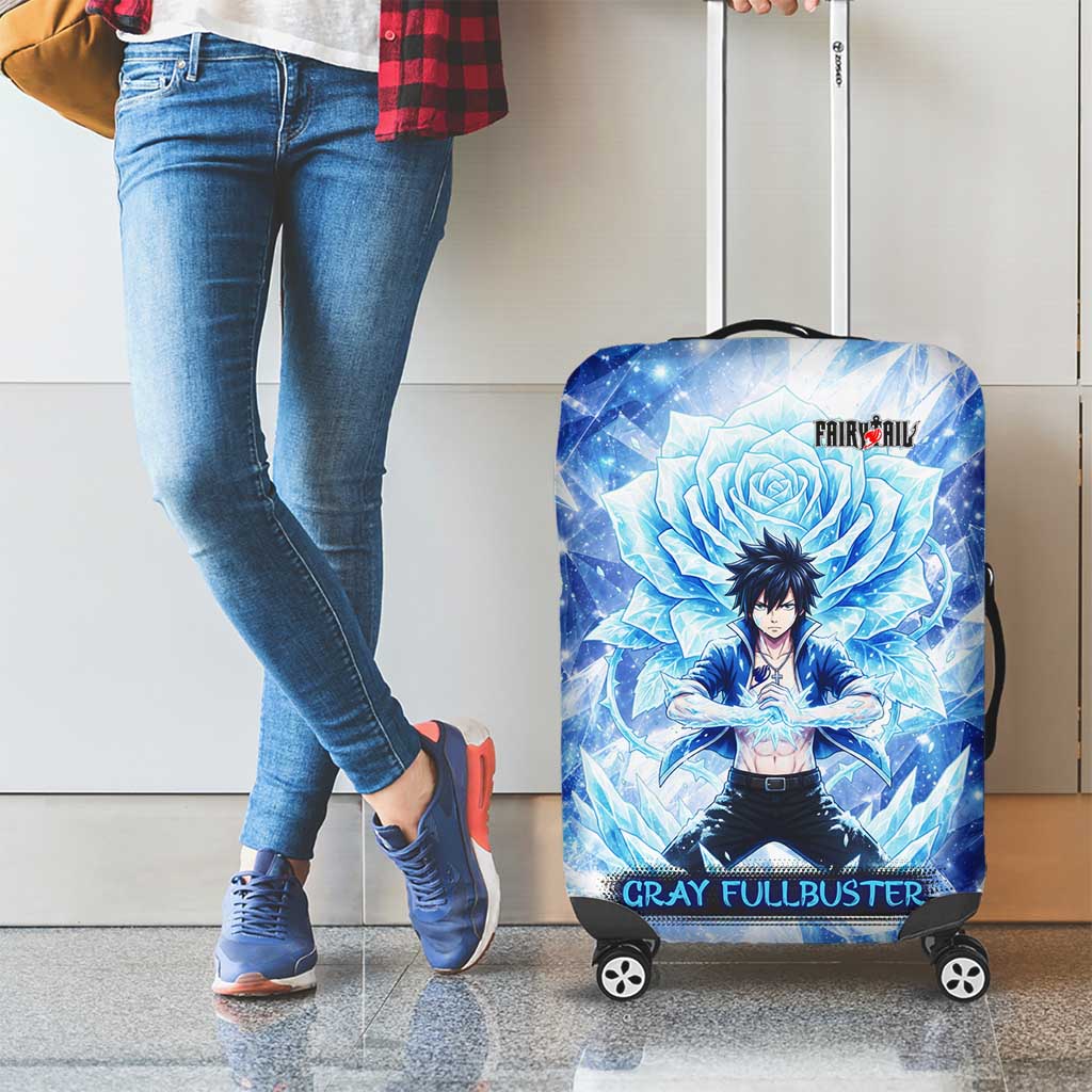 Gray Fullbuster Fairy Tail Luggage Cover Ice Magic Anime Style with Crystal Freeze Motif