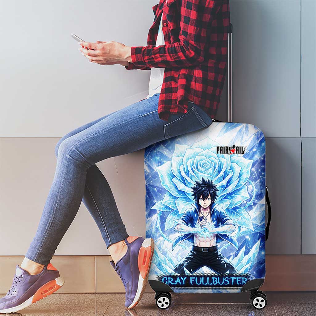 Gray Fullbuster Fairy Tail Luggage Cover Ice Magic Anime Style with Crystal Freeze Motif