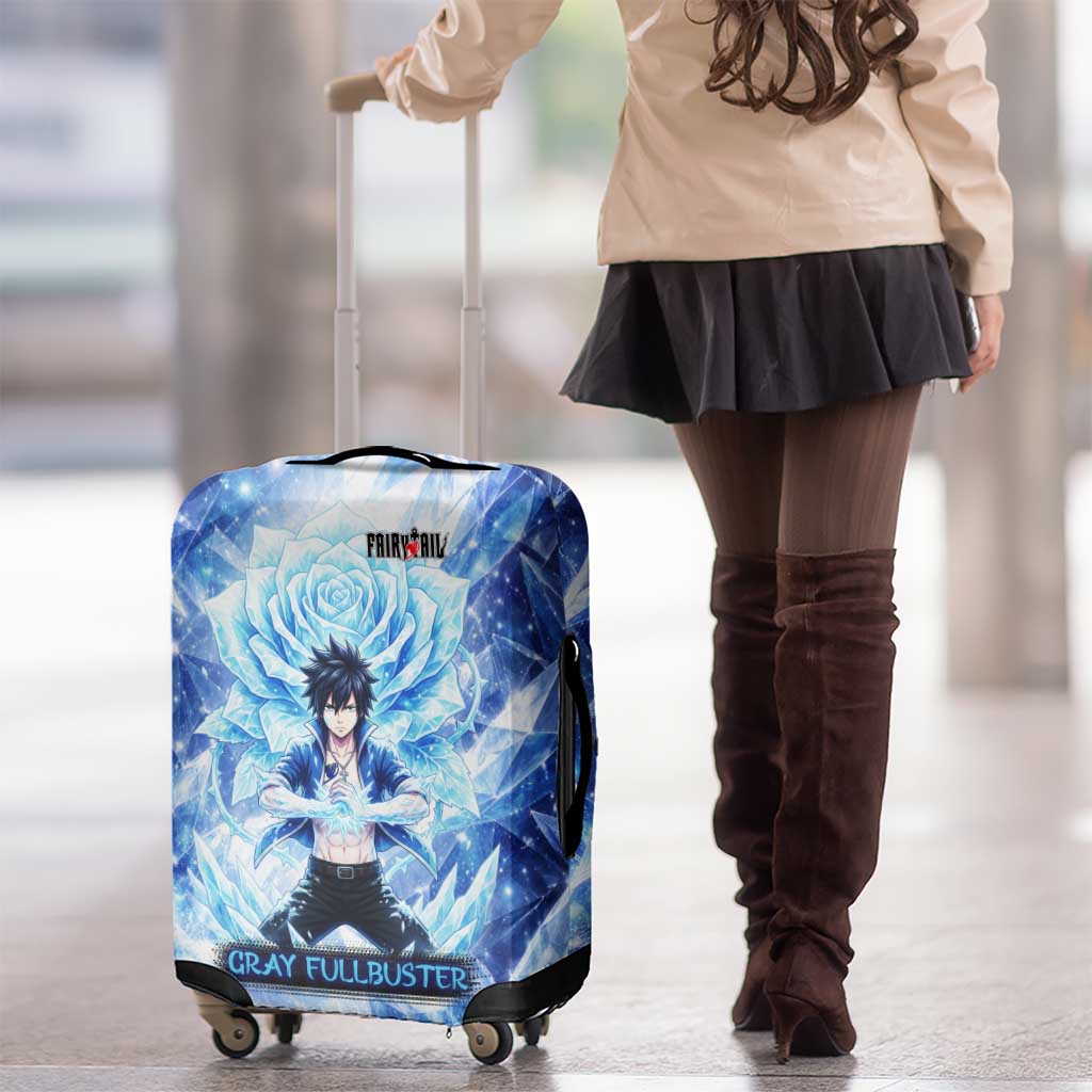 Gray Fullbuster Fairy Tail Luggage Cover Ice Magic Anime Style with Crystal Freeze Motif