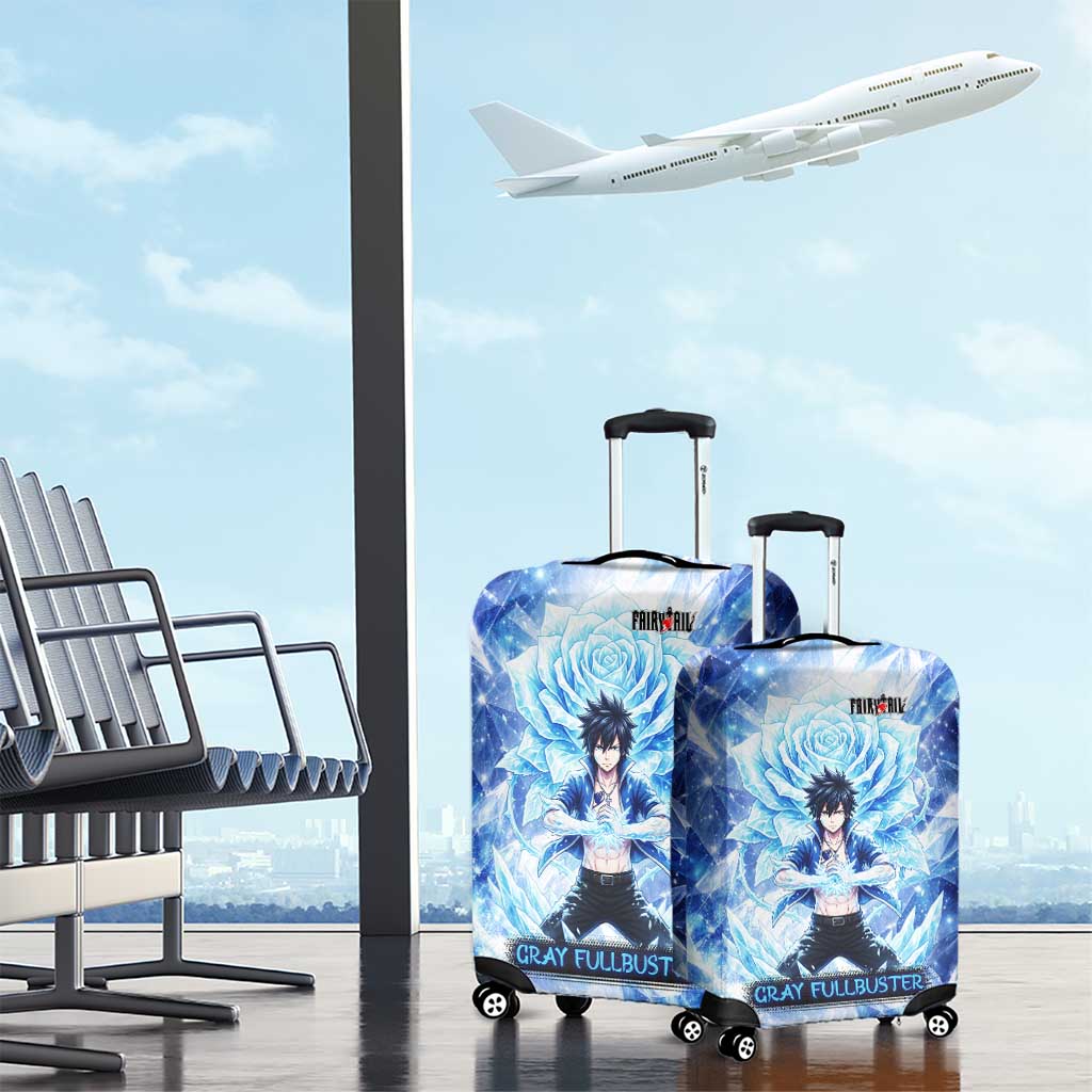 Gray Fullbuster Fairy Tail Luggage Cover Ice Magic Anime Style with Crystal Freeze Motif