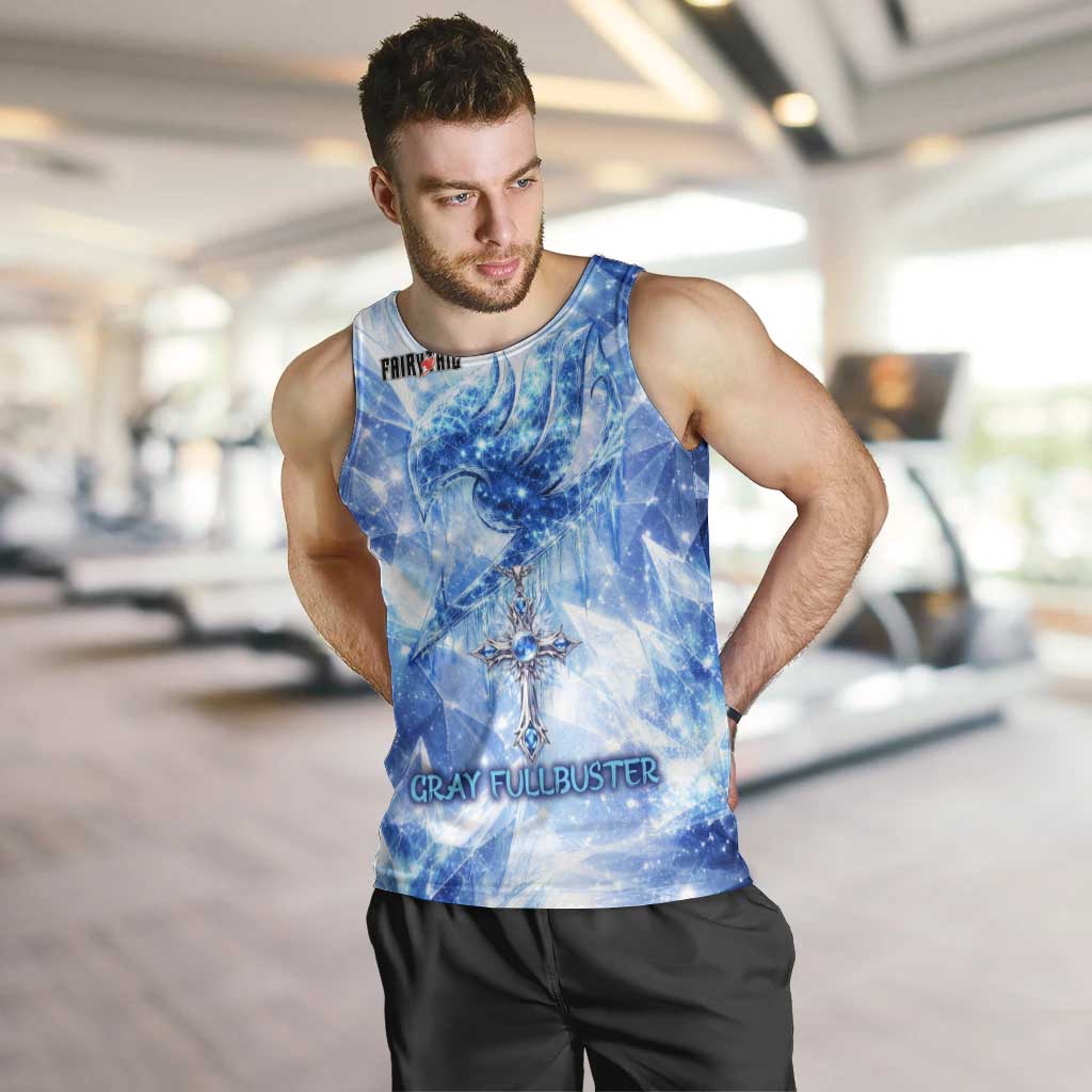 Gray Fullbuster Fairy Tail Men Tank Top Ice Magic Anime Style with Crystal Freeze Motif