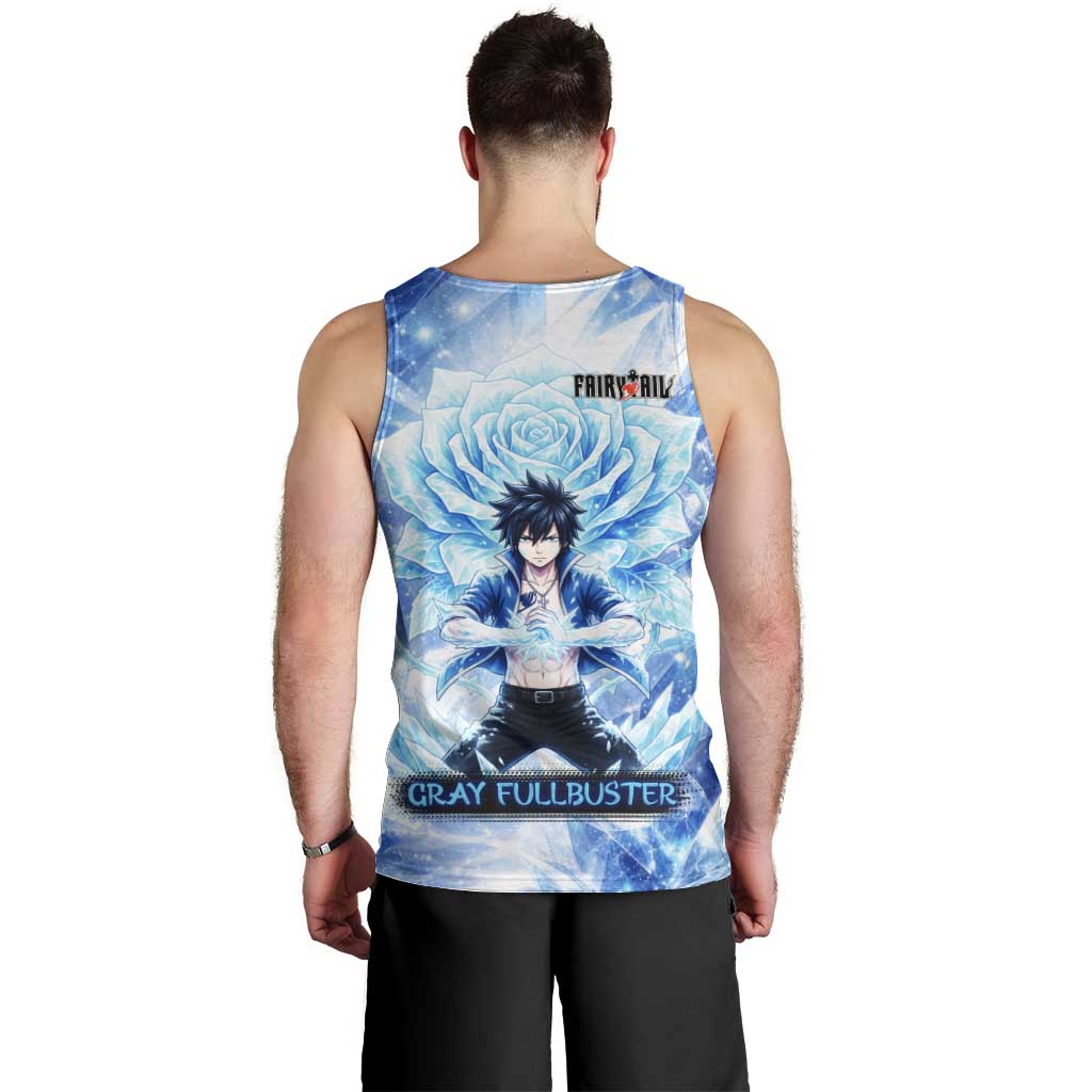 Gray Fullbuster Fairy Tail Men Tank Top Ice Magic Anime Style with Crystal Freeze Motif