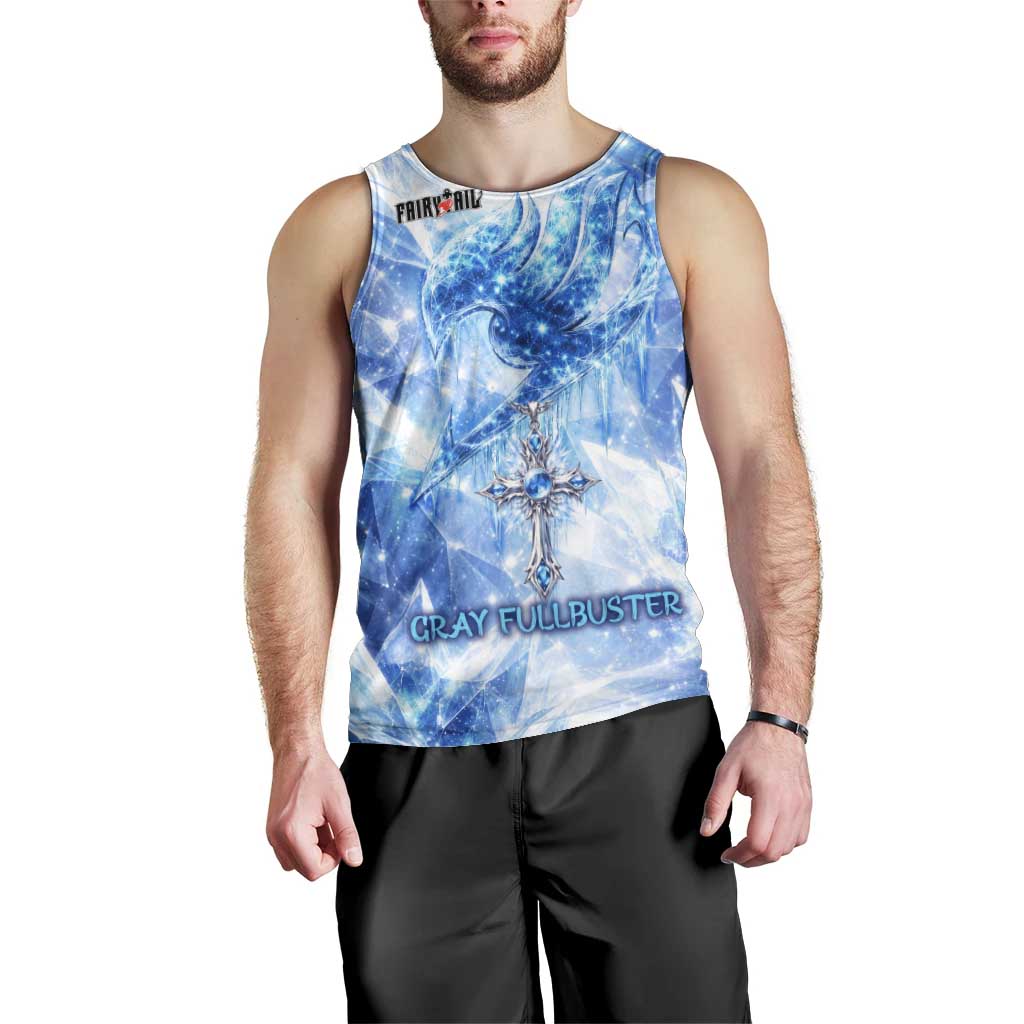 Gray Fullbuster Fairy Tail Men Tank Top Ice Magic Anime Style with Crystal Freeze Motif