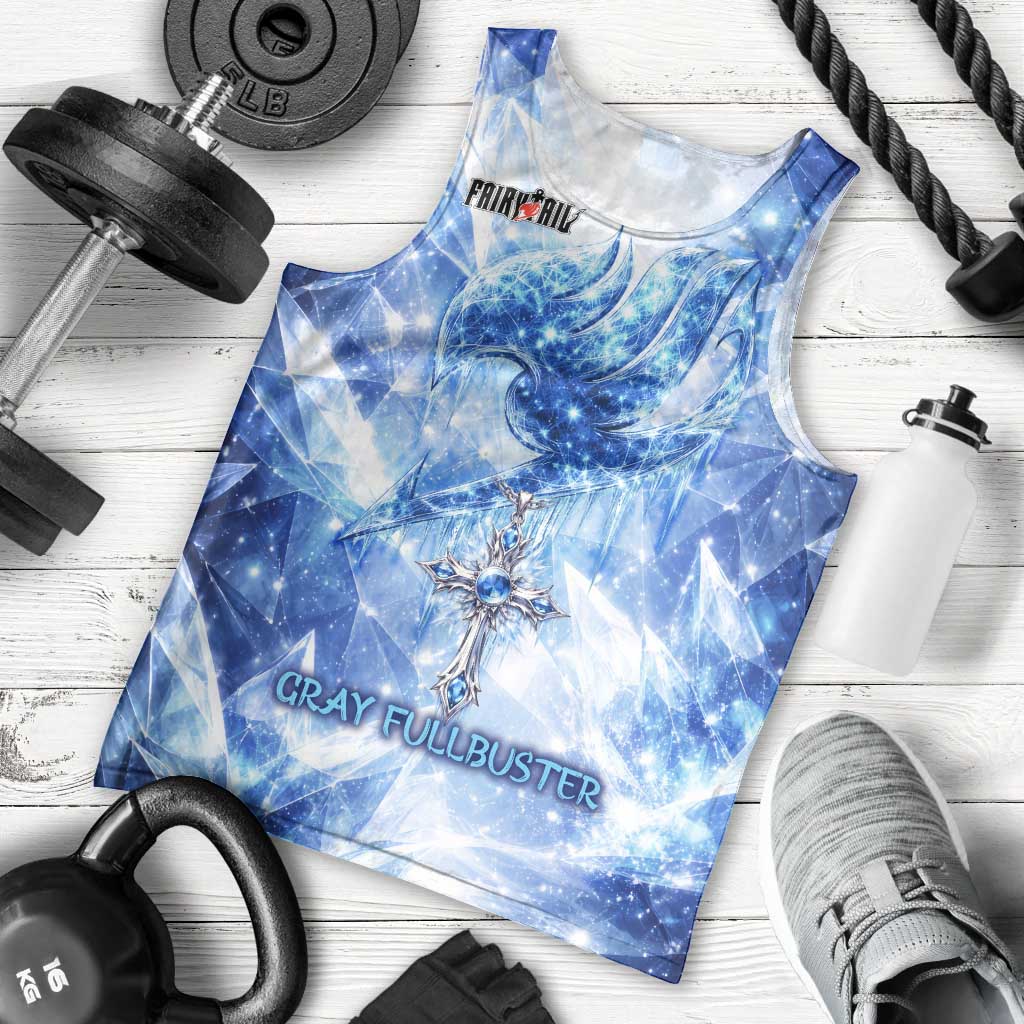 Gray Fullbuster Fairy Tail Men Tank Top Ice Magic Anime Style with Crystal Freeze Motif