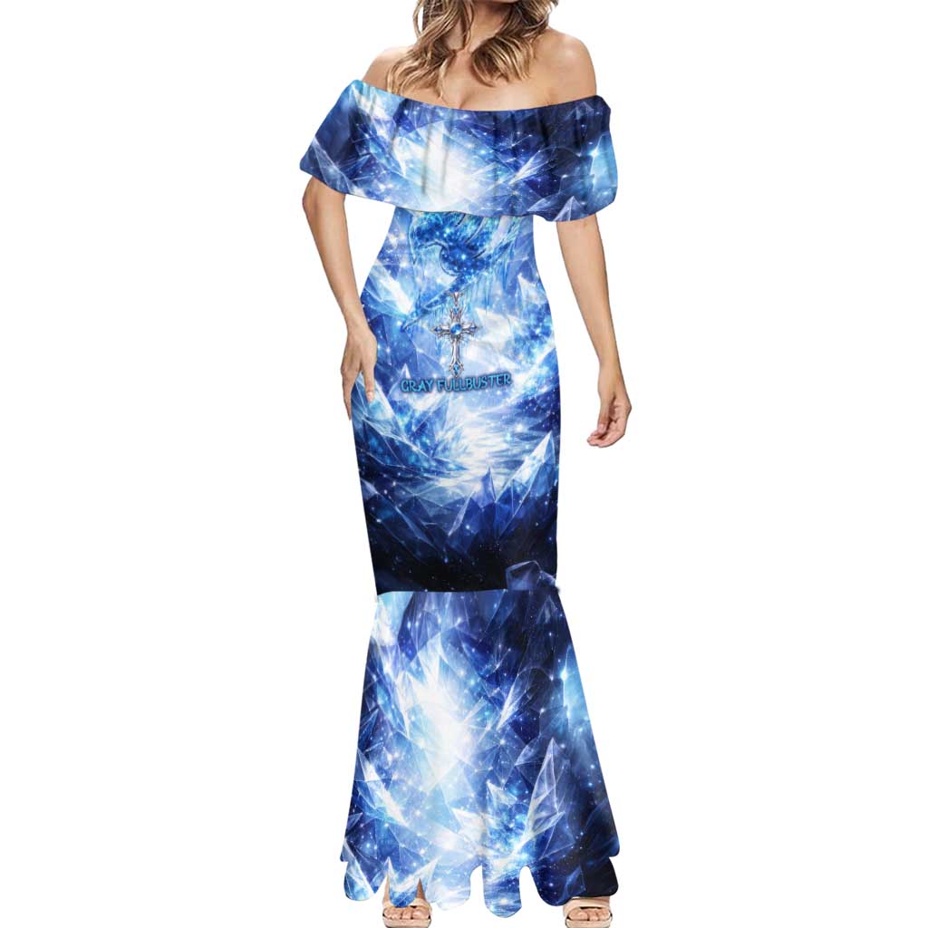 Gray Fullbuster Fairy Tail Mermaid Dress Ice Magic Anime Style with Crystal Freeze Motif