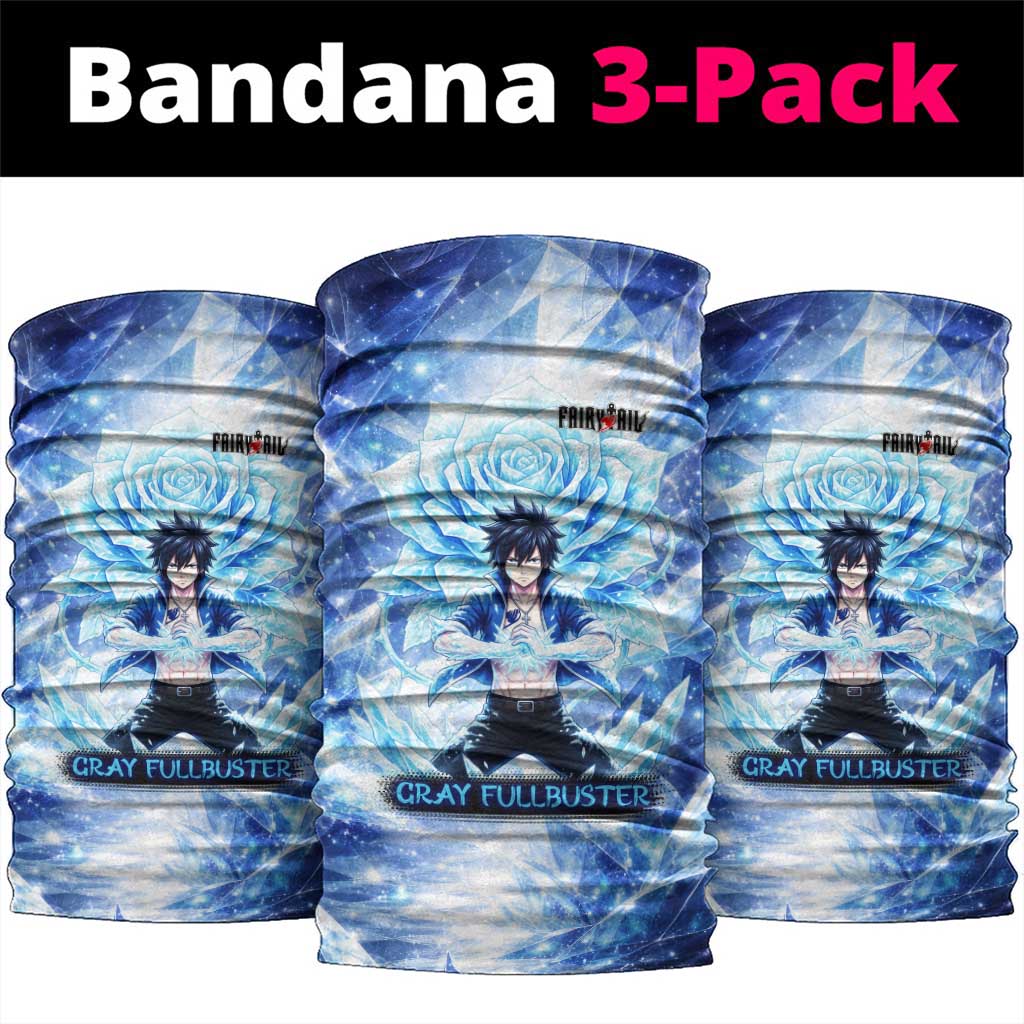 Gray Fullbuster Fairy Tail Neck Gaiter Ice Magic Anime Style with Crystal Freeze Motif
