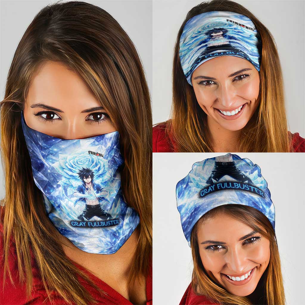 Gray Fullbuster Fairy Tail Neck Gaiter Ice Magic Anime Style with Crystal Freeze Motif