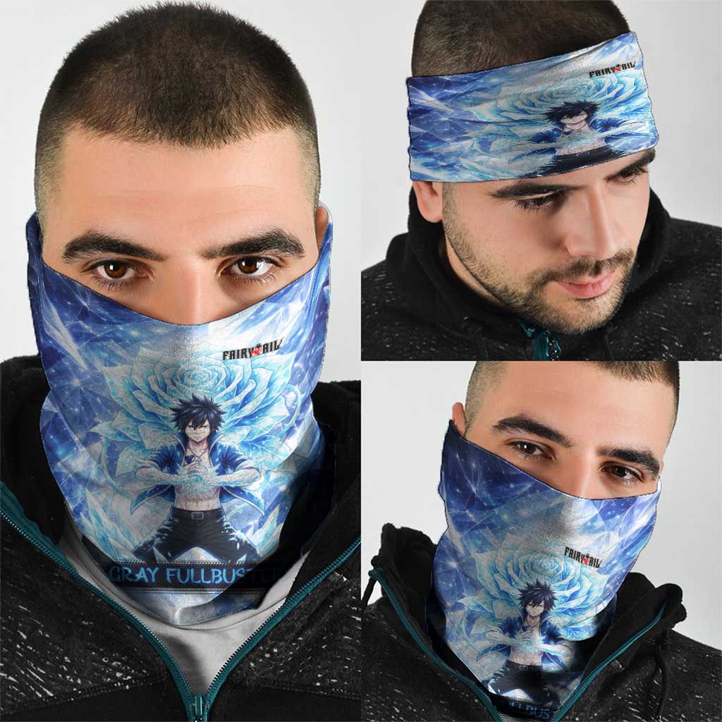 Gray Fullbuster Fairy Tail Neck Gaiter Ice Magic Anime Style with Crystal Freeze Motif