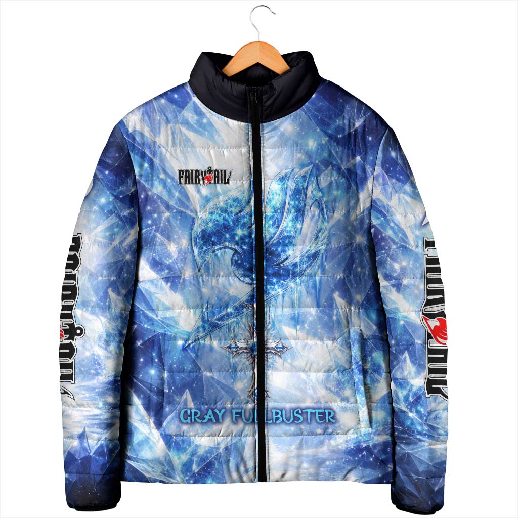 Gray Fullbuster Fairy Tail Padded Jacket Ice Magic Anime Style with Crystal Freeze Motif