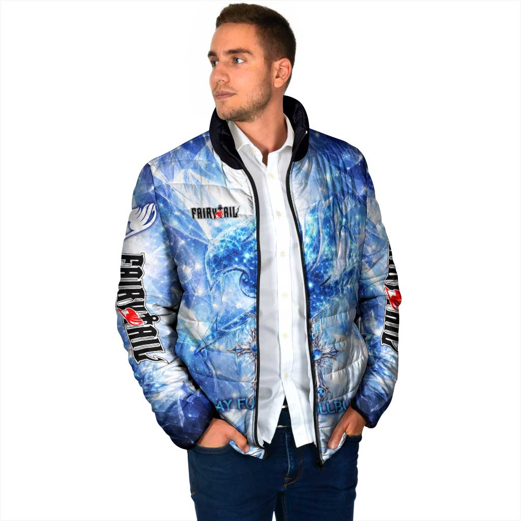 Gray Fullbuster Fairy Tail Padded Jacket Ice Magic Anime Style with Crystal Freeze Motif