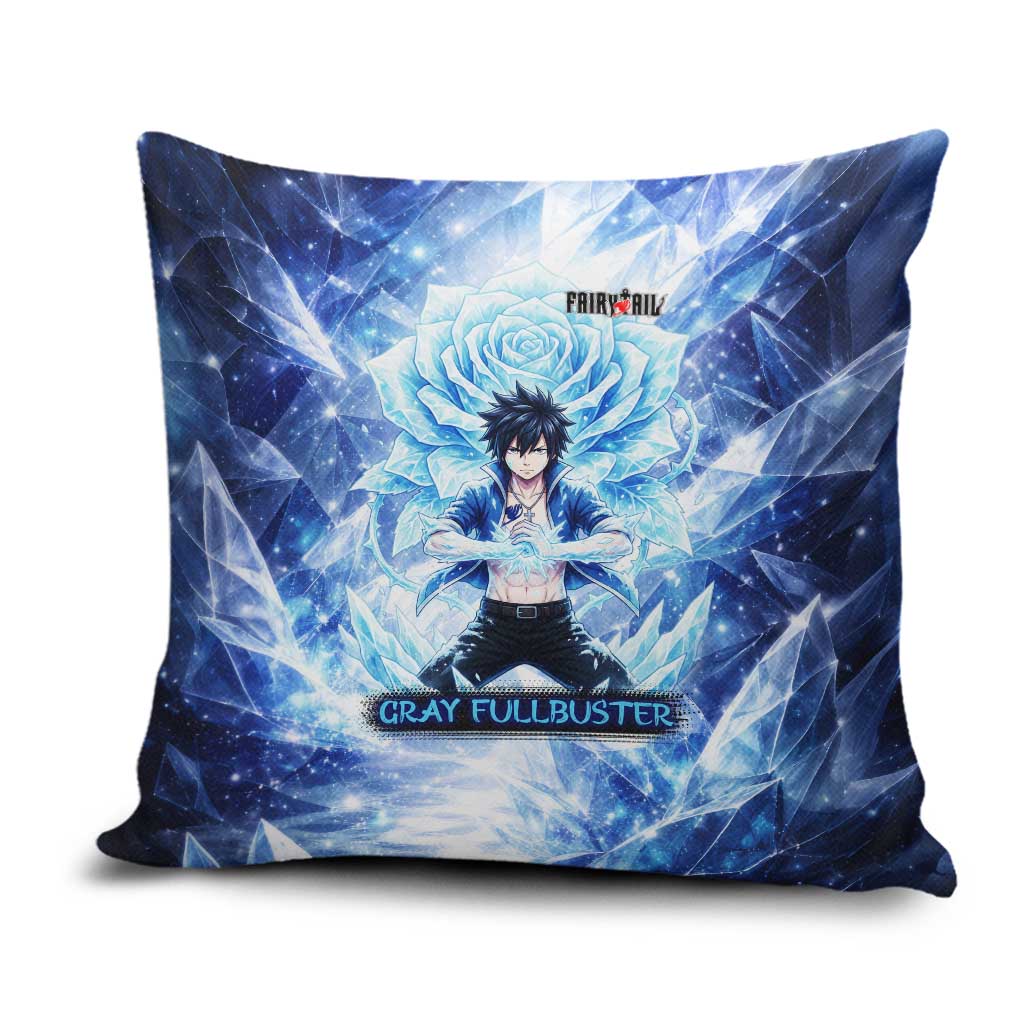 Gray Fullbuster Fairy Tail Pillow Cover Ice Magic Anime Style with Crystal Freeze Motif