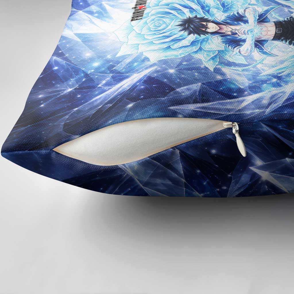 Gray Fullbuster Fairy Tail Pillow Cover Ice Magic Anime Style with Crystal Freeze Motif
