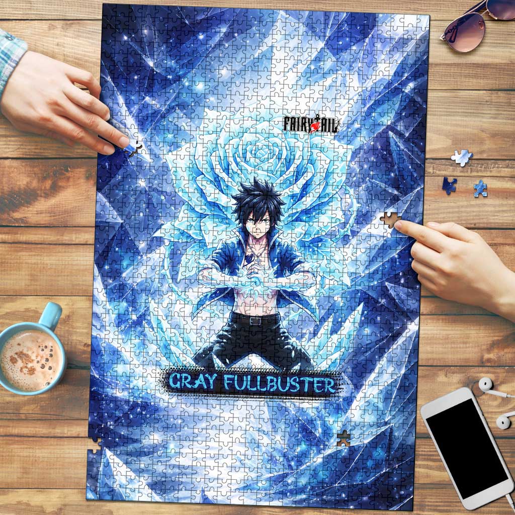 Gray Fullbuster Fairy Tail Puzzle Ice Magic Anime Style with Crystal Freeze Motif