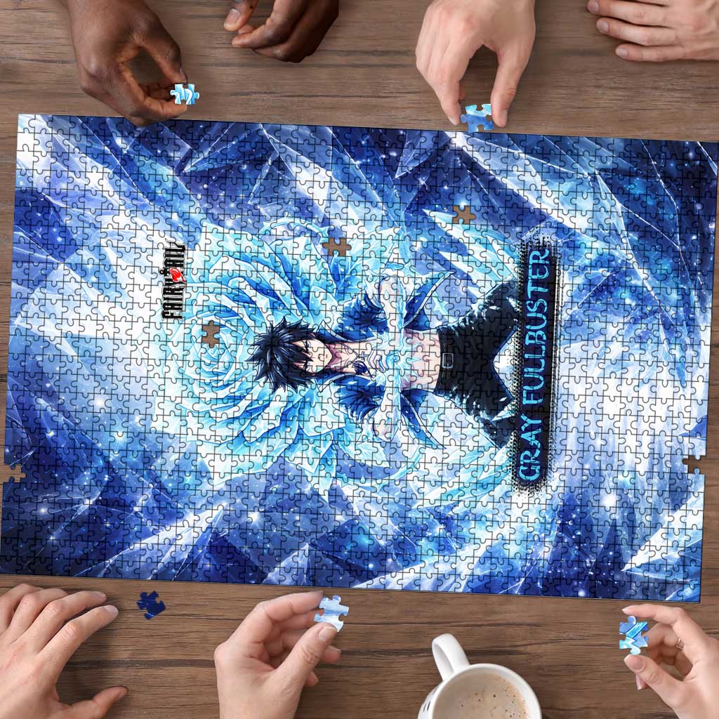 Gray Fullbuster Fairy Tail Puzzle Ice Magic Anime Style with Crystal Freeze Motif