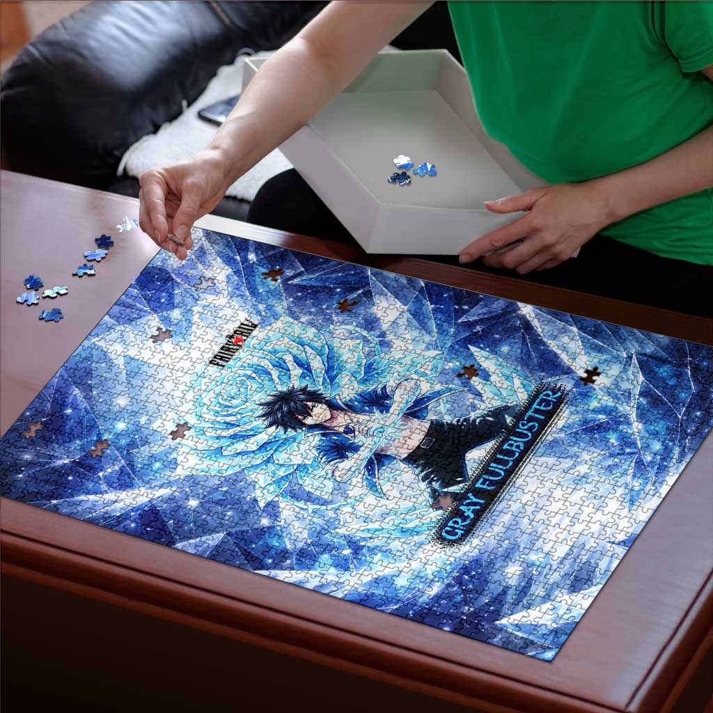 Gray Fullbuster Fairy Tail Puzzle Ice Magic Anime Style with Crystal Freeze Motif