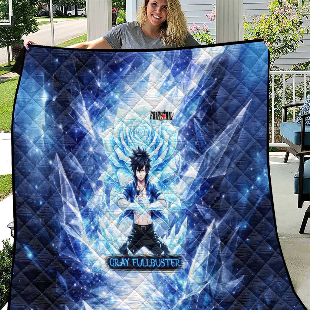 Gray Fullbuster Fairy Tail Quilt Ice Magic Anime Style with Crystal Freeze Motif