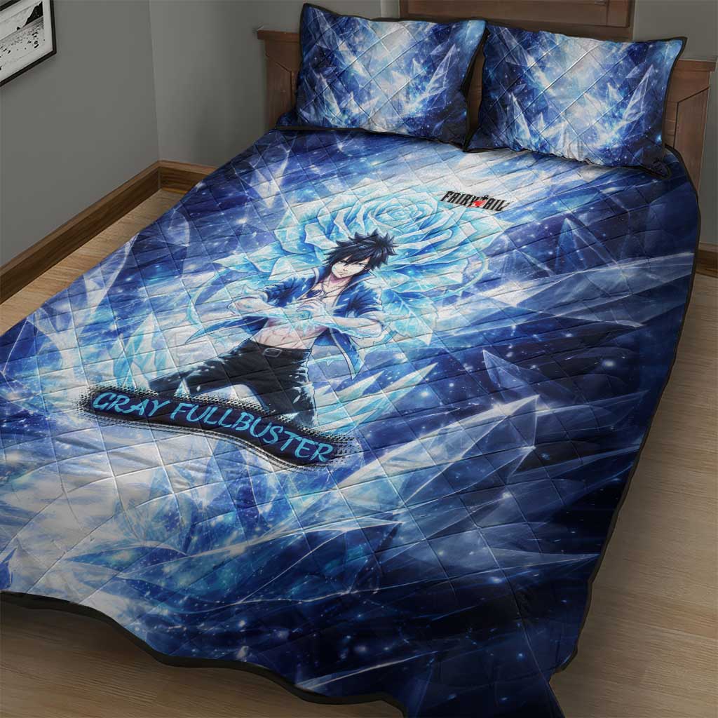 Gray Fullbuster Fairy Tail Quilt Bed Set Ice Magic Anime Style with Crystal Freeze Motif