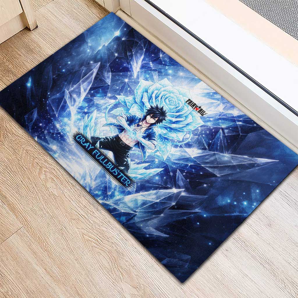 Gray Fullbuster Fairy Tail Rubber Doormat Ice Magic Anime Style with Crystal Freeze Motif