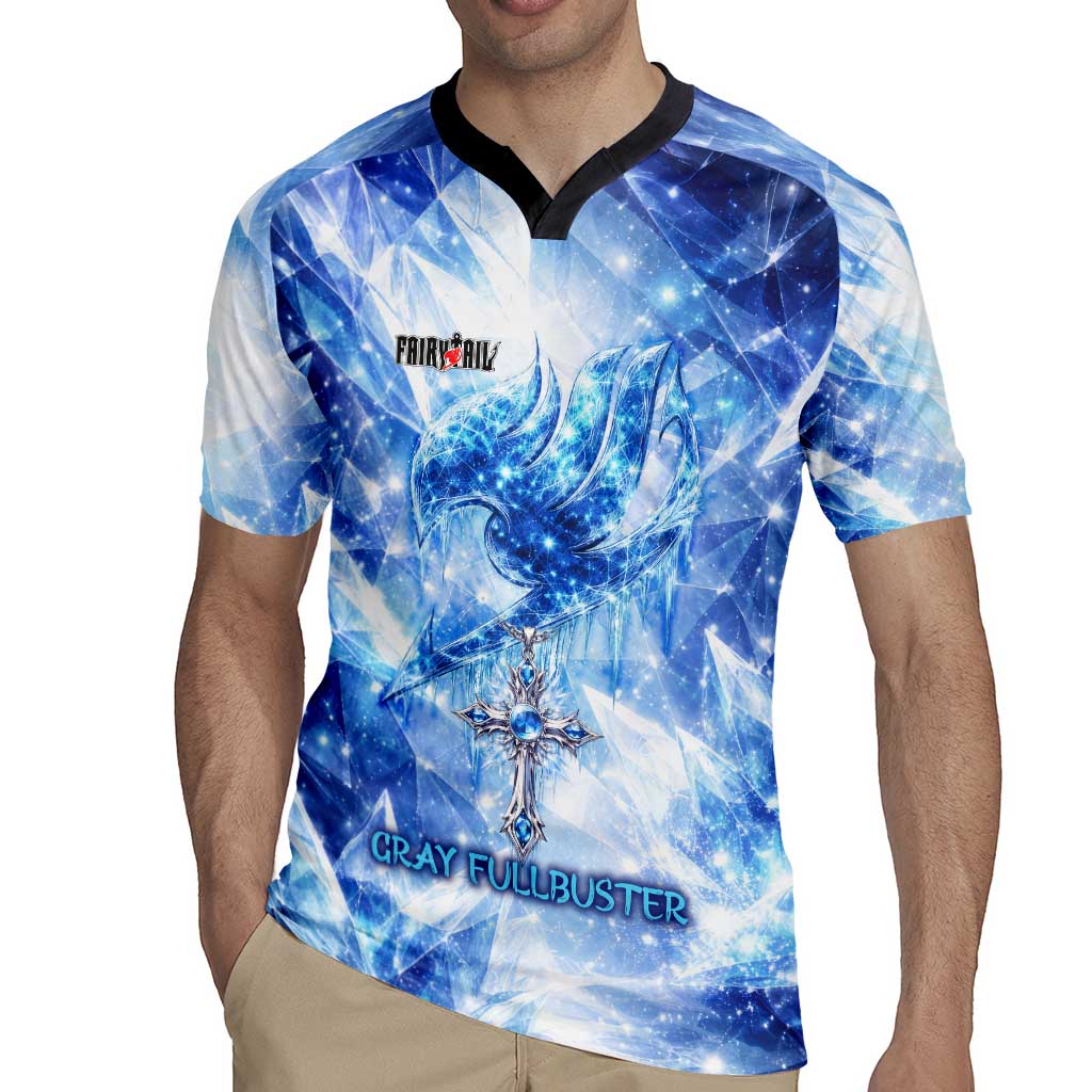 Gray Fullbuster Fairy Tail Rugby Jersey Ice Magic Anime Style with Crystal Freeze Motif