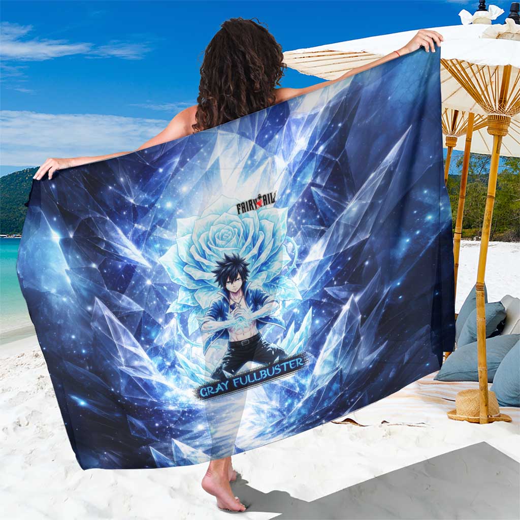 Gray Fullbuster Fairy Tail Sarong Ice Magic Anime Style with Crystal Freeze Motif