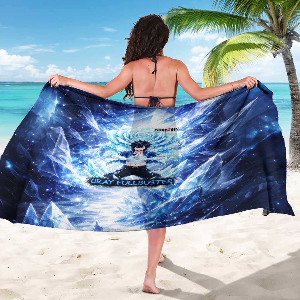 Gray Fullbuster Fairy Tail Sarong Ice Magic Anime Style with Crystal Freeze Motif