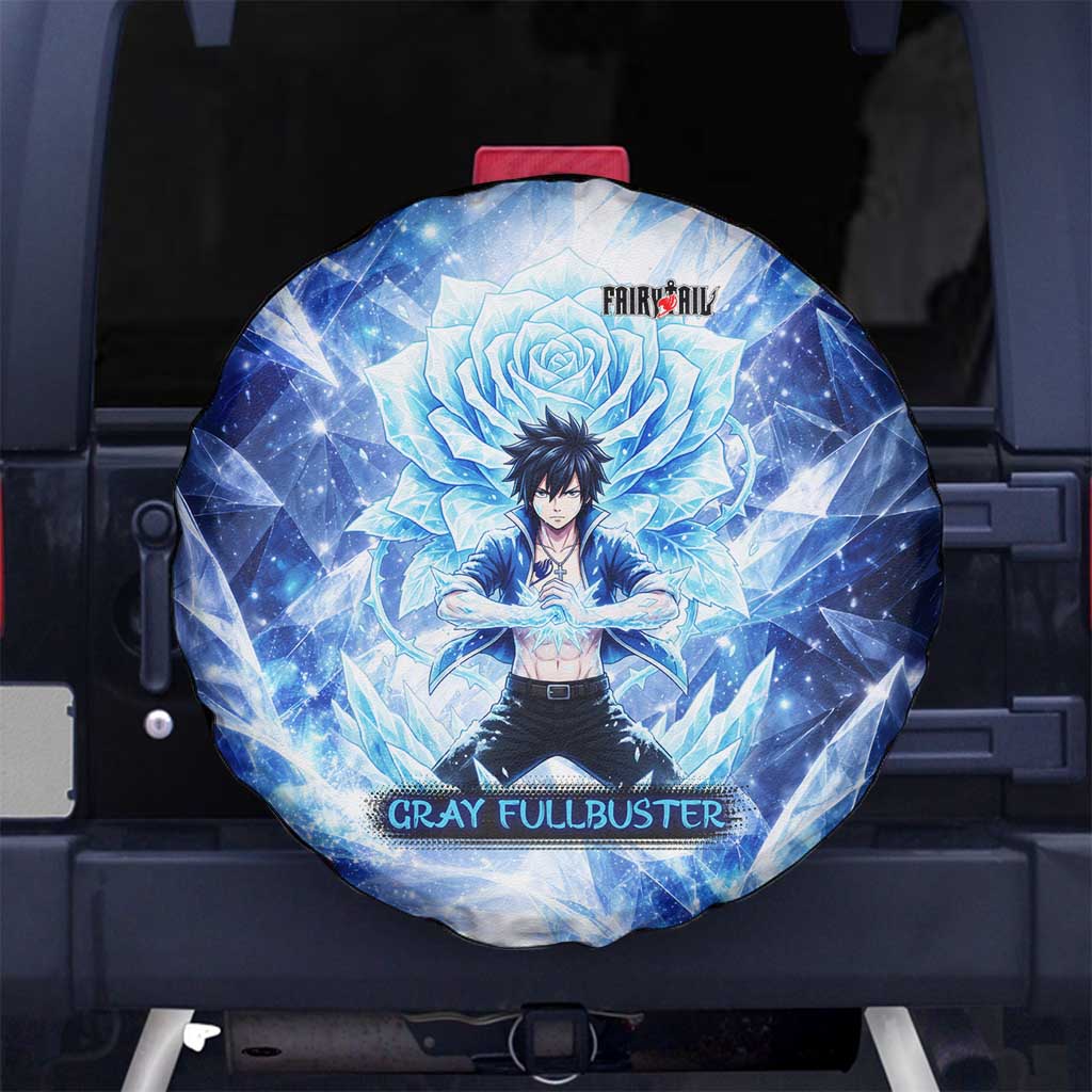 Gray Fullbuster Fairy Tail Spare Tire Cover Ice Magic Anime Style with Crystal Freeze Motif