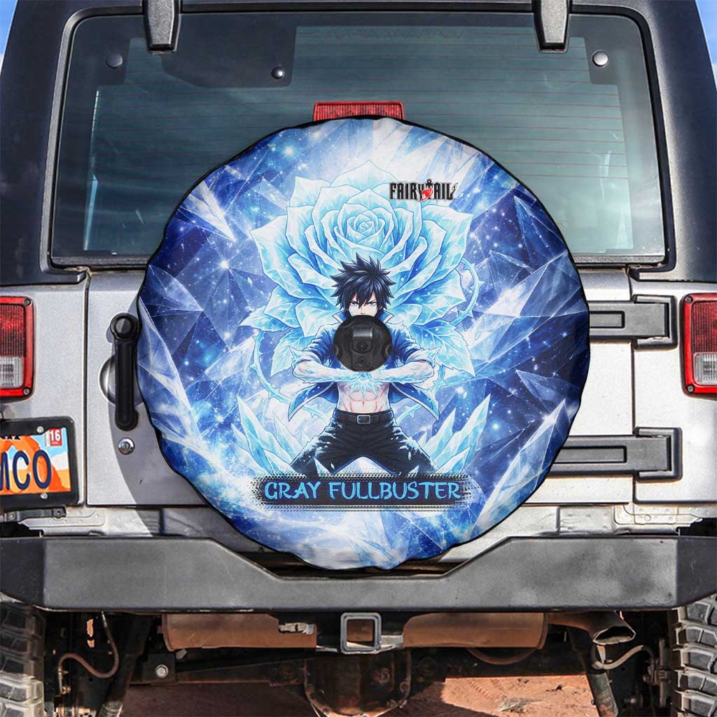 Gray Fullbuster Fairy Tail Spare Tire Cover Ice Magic Anime Style with Crystal Freeze Motif