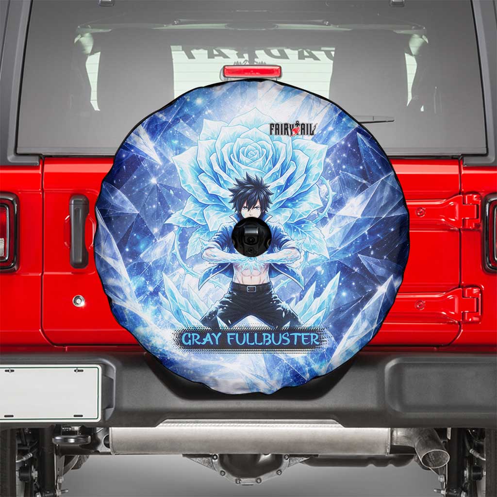 Gray Fullbuster Fairy Tail Spare Tire Cover Ice Magic Anime Style with Crystal Freeze Motif