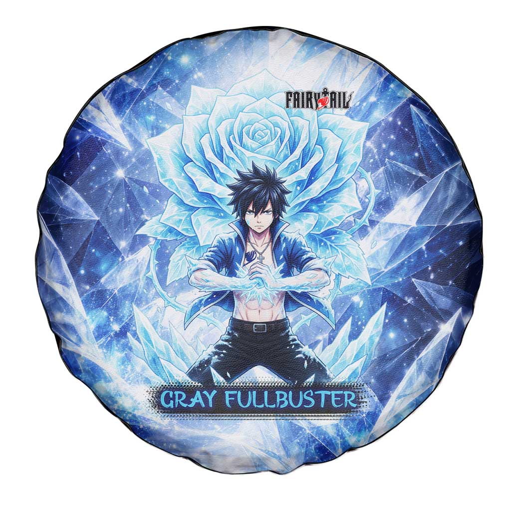 Gray Fullbuster Fairy Tail Spare Tire Cover Ice Magic Anime Style with Crystal Freeze Motif